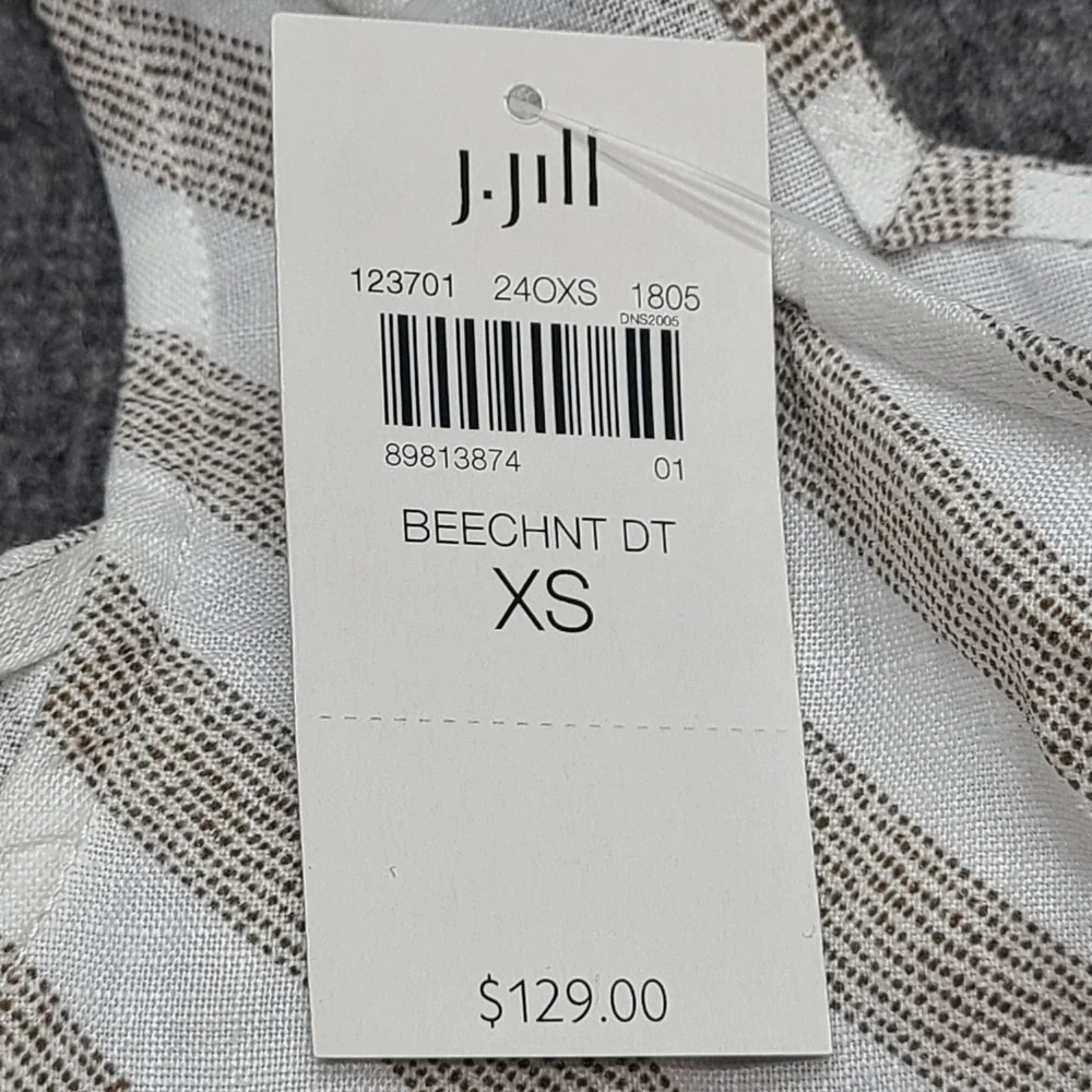 J. Jill Love Linen Chevron Stripe Maxi Dress Beechwood White XS Beach Party - Picture 8 of 8
